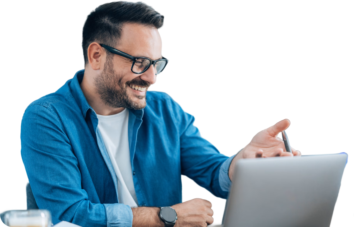 Client smiling during an online financial planning session